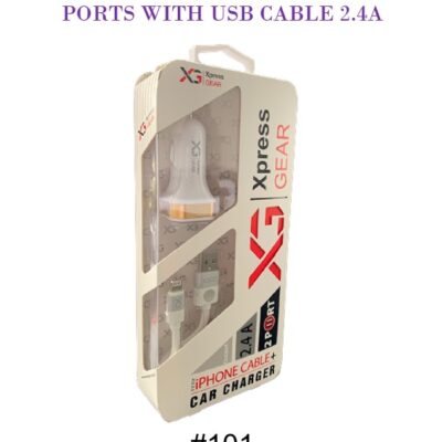 XPRESS GEAR IPHONE CAR CHARGER WHITE 2.4A 2 PORTS 6CT