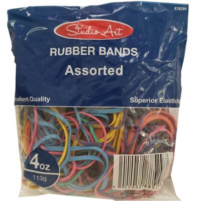 STUDIO ART RUBBER BANDS ASSORTED COLOR 4 OZ