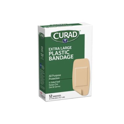 CURAD PLASTIC BAND AID EXTRA LARGE BANDAGE 12CT